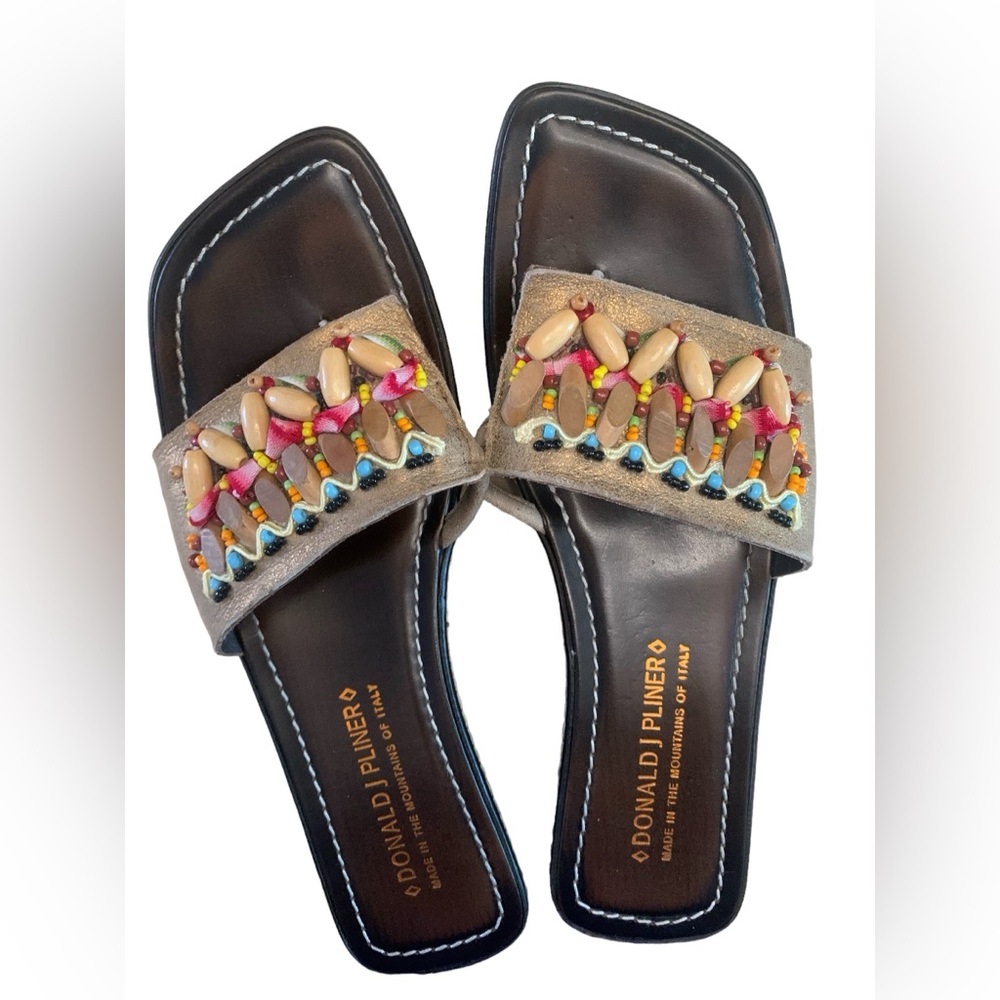 Donald J. Pliner Fifi Platform Slides Sandals Beaded Sandals Size 9